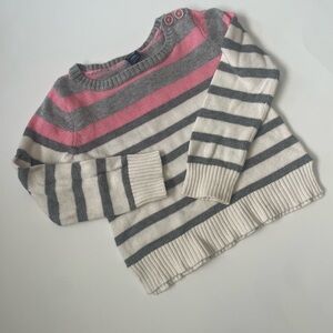 BabyGap striped pink, grey, white sweater size 18-24 months